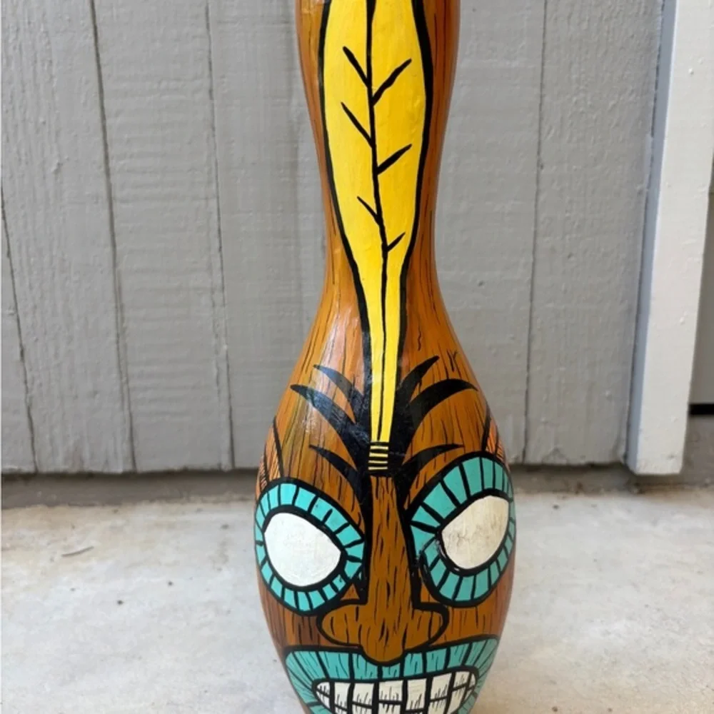 Hand-Painted Tiki Art Sculpture– Outsider Art Folk Decor